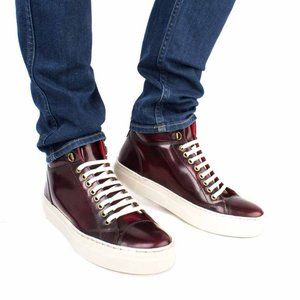 Base London Tablet Hi Shine High Top Sneaker, Bordeaux, Size 42 (9-9.5)